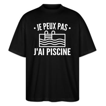 Je Peux Pas J'ai Piscine - T-shirt bio Blaster 2.0 coupe oversize Stanley/Stella Unisexe - noir - Devant - Alina (178cm) & Michal (187cm)