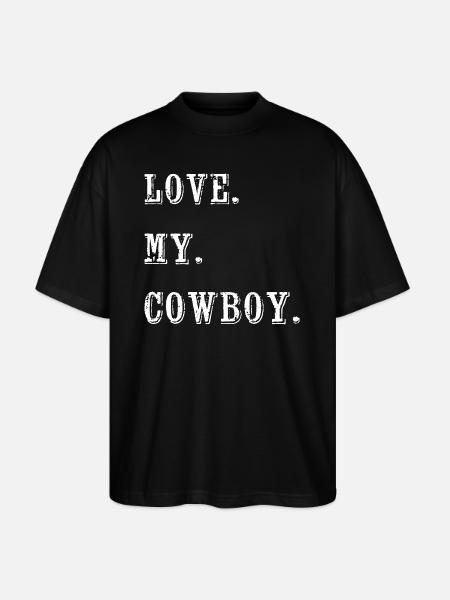 Ik hou van mijn cowboy grappige uitspraken Valentijnsdag - Stanley/Stella Uniseks oversized bio T-shirt Blaster 2.0 - zwart