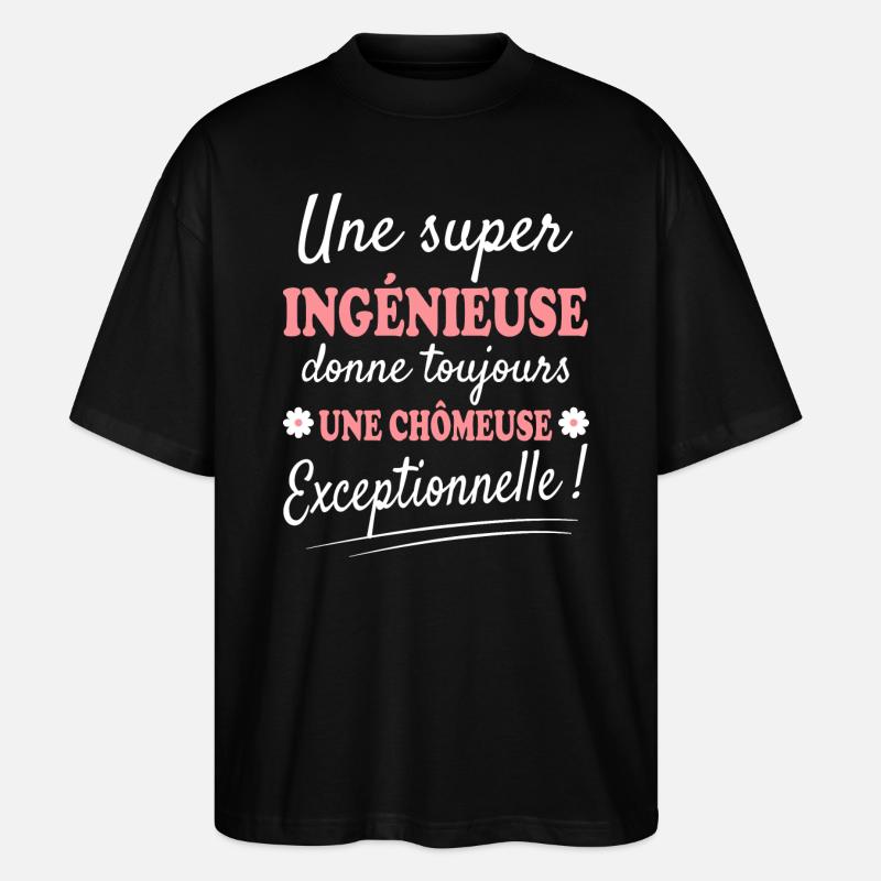 Exceptionnelle Ingénieuse Chômeuse - T-shirt bio Blaster 2.0 coupe oversize Stanley/Stella Unisexe - noir