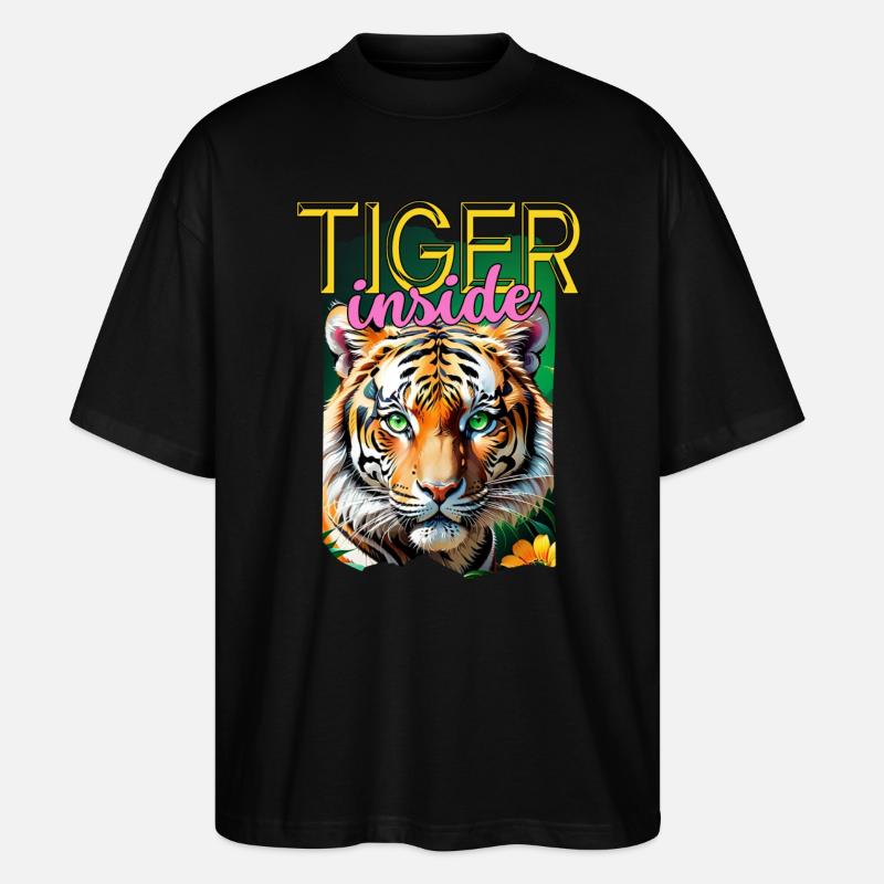 Tiger drinnen. - Stanley/Stella Oversized Unisex Bio T-Shirt Blaster 2.0 - Schwarz