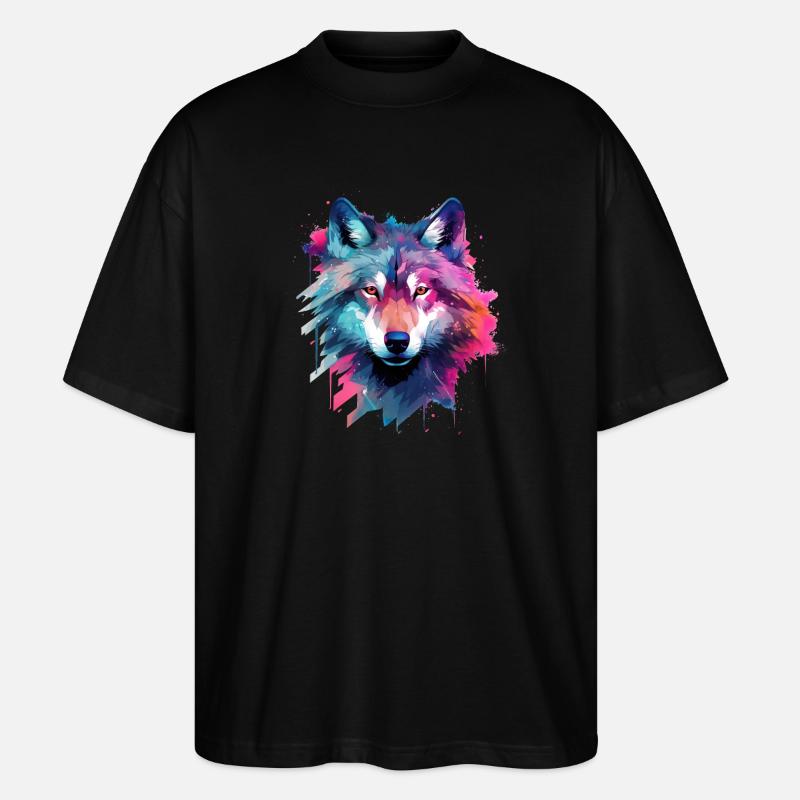 wolf galaxy - Stanley/Stella Oversized Unisex Bio T-Shirt Blaster 2.0 - Schwarz