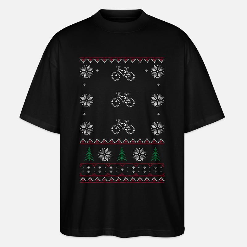 Ugly Xmas Sweaters Cycle - Stanley/Stella Oversized Unisex Bio T-Shirt Blaster 2.0 - Schwarz