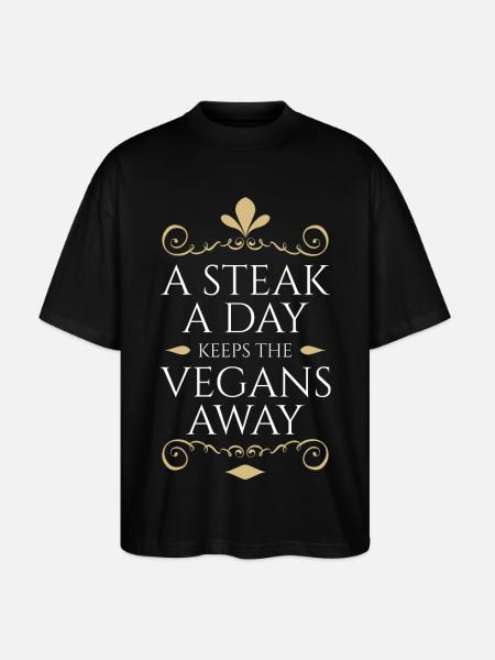 Anti Vegan Fancy Steak Gold - Stanley/Stella Oversized Unisex Organic T-shirt Blaster 2.0 - black