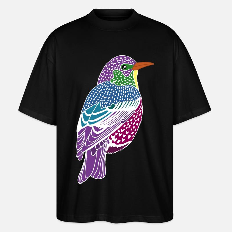 Mehrfarbiger Vogel - Stanley/Stella Oversized Unisex Bio T-Shirt Blaster 2.0 - Schwarz