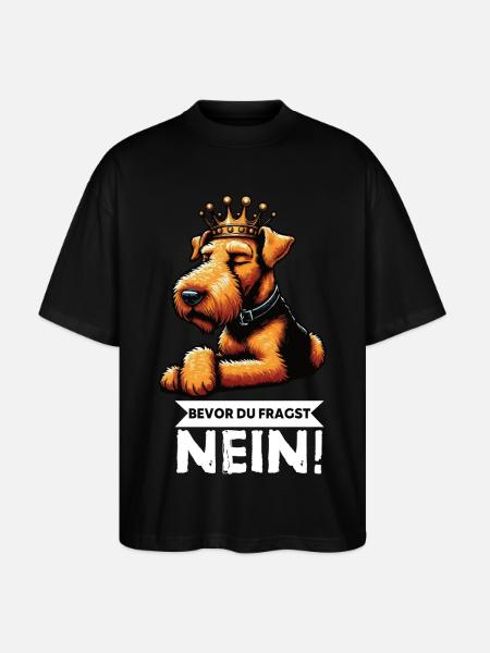 Før du spørger: Airedale Terrier Airedales - Stanley/Stella Oversize Unisex Øko T-shirt Blaster 2.0 - sort