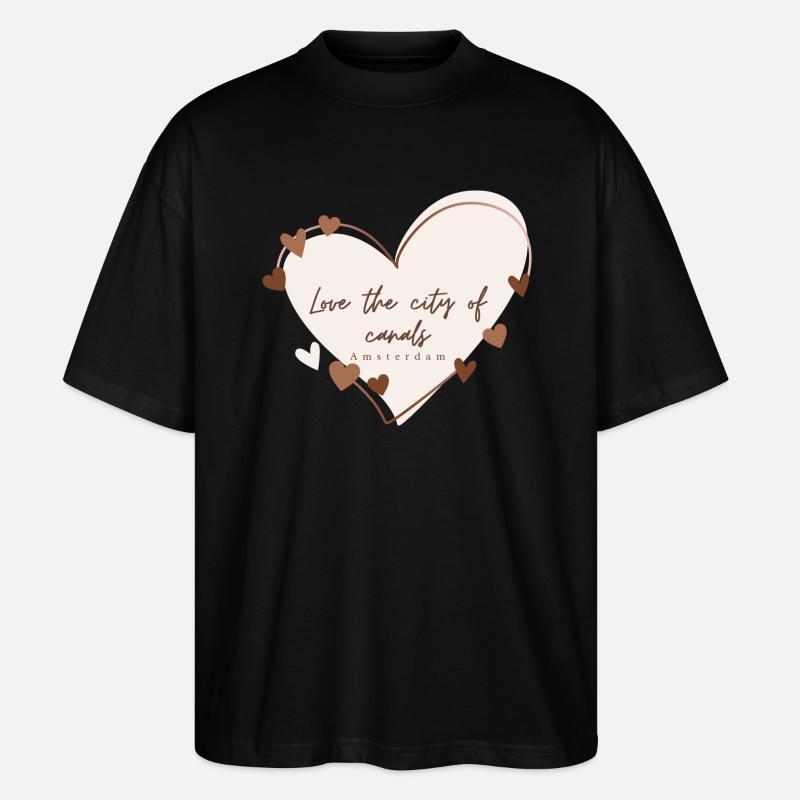 J’aime avec cœur Amsterdam - T-shirt bio Blaster 2.0 coupe oversize Stanley/Stella Unisexe - noir