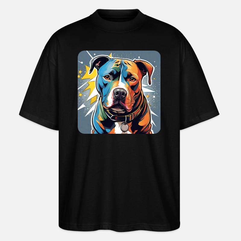 Cooler Pitbull Hund - Stanley/Stella Oversized Unisex Bio T-Shirt Blaster 2.0 - Schwarz