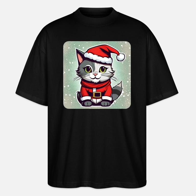Chat de Noël mignon - T-shirt bio Blaster 2.0 coupe oversize Stanley/Stella Unisexe - noir