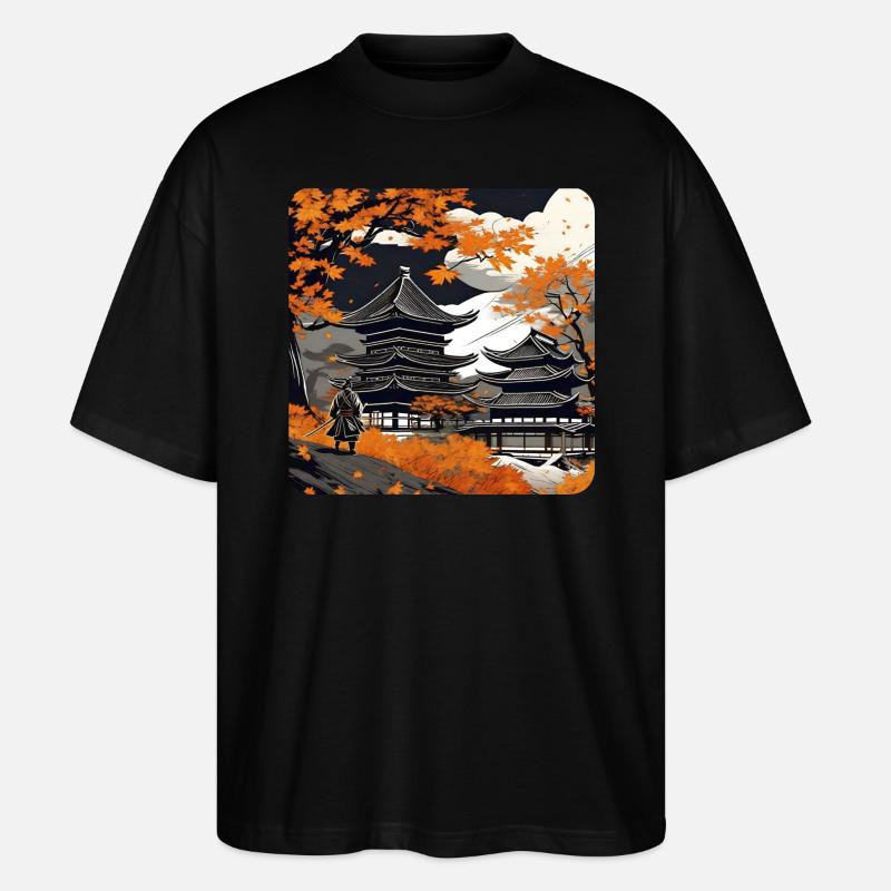 Samurai im Herbst - Stanley/Stella Oversized Unisex Bio T-Shirt Blaster 2.0 - Schwarz