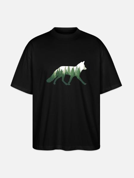 Fox Nature Forest - Stanley/Stella Oversized Unisex Organic T-shirt Blaster 2.0 - black
