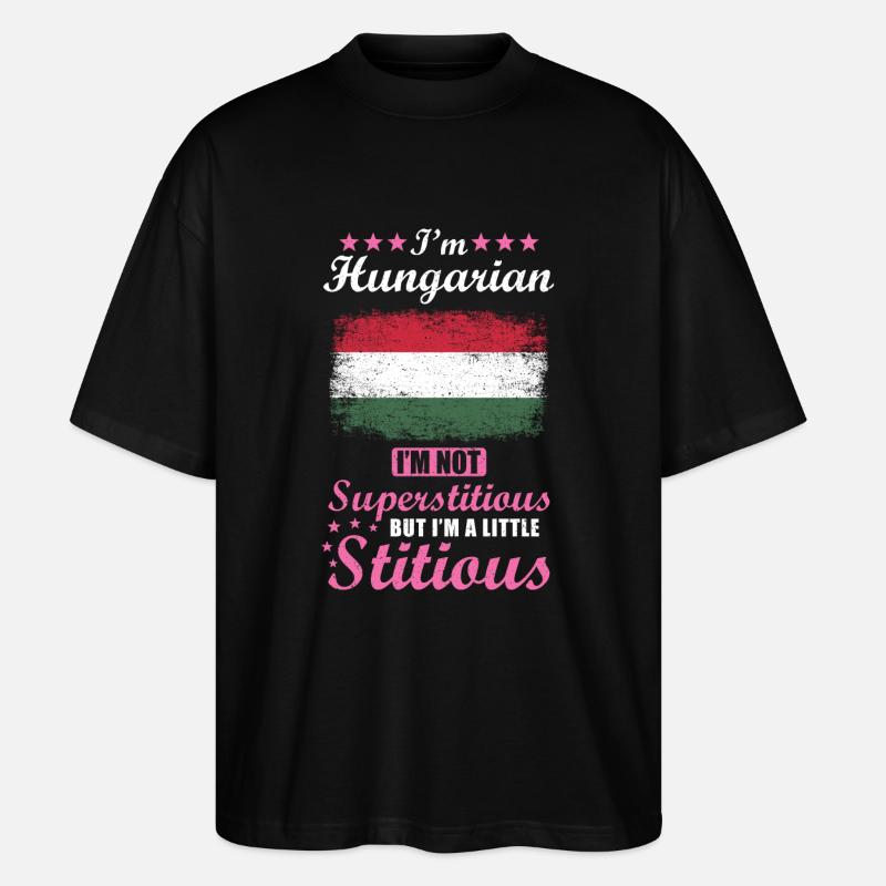 Ungarin Frau Superstitious Stitious - Stanley/Stella Oversized Unisex Bio T-Shirt Blaster 2.0 - Schwarz