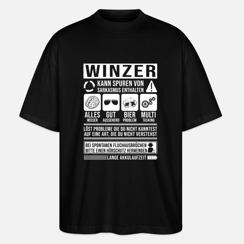 Winzer Spruch lustig - Stanley/Stella Oversized Unisex Bio T-Shirt Blaster 2.0 - Schwarz