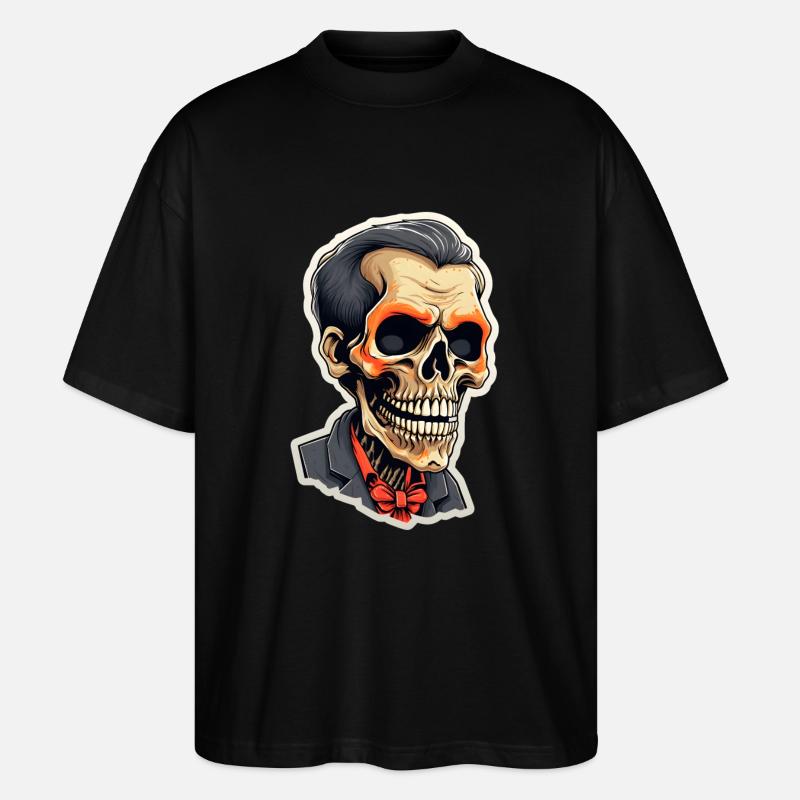 Skeleton Halloween Man Head - Stanley/Stella Oversized Unisex Organic T-shirt Blaster 2.0 - black