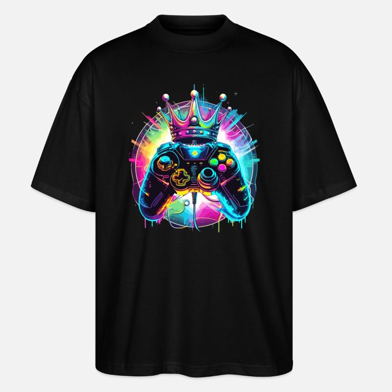 Manette de jeu avec couronne - T-shirt bio Blaster 2.0 coupe oversize Stanley/Stella Unisexe - noir