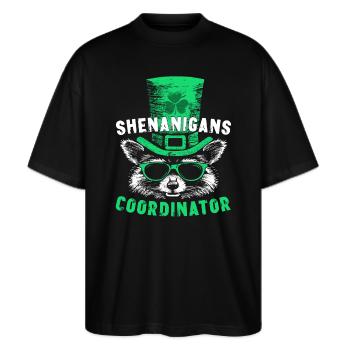 Shenanigans Coordinator Cute Raccoon Funny - Stanley/Stella Oversized Unisex Organic T-shirt Blaster 2.0 - black - Front - Alina (178cm) & Michal (187cm)