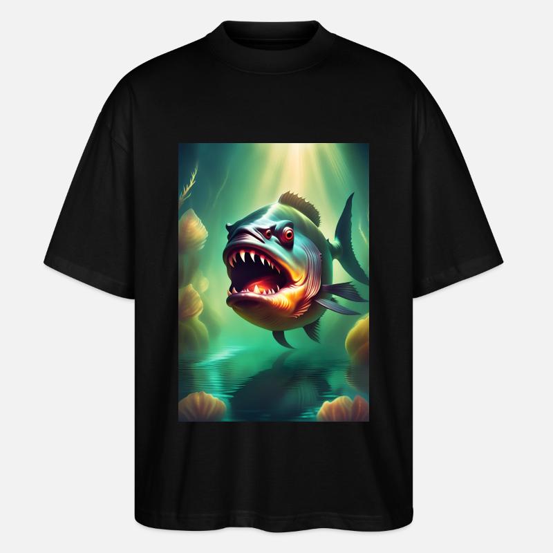 Abnorme Monsterfische - Stanley/Stella Oversized Unisex Bio T-Shirt Blaster 2.0 - Schwarz