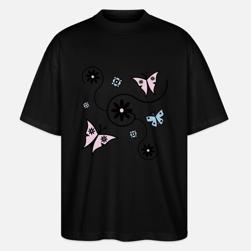 Schmetterling Frühling - Stanley/Stella Oversized Unisex Bio T-Shirt Blaster 2.0 - Schwarz