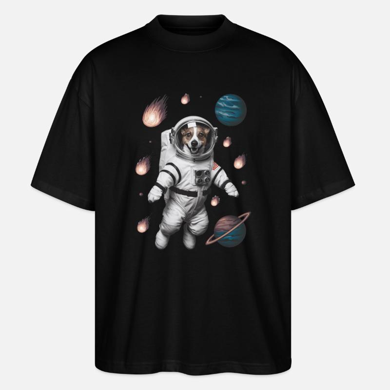 Adventure Space Dog - Stanley/Stella Oversized Unisex Organic T-shirt Blaster 2.0 - black