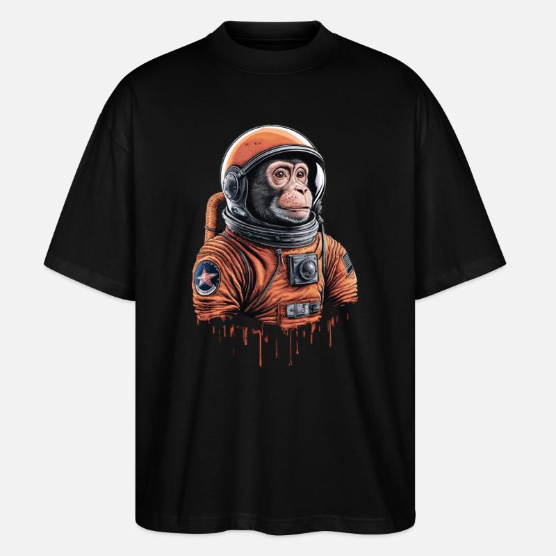 Space Monkey Explorer Adventure - Stanley/Stella Oversized Unisex Organic T-shirt Blaster 2.0 - black