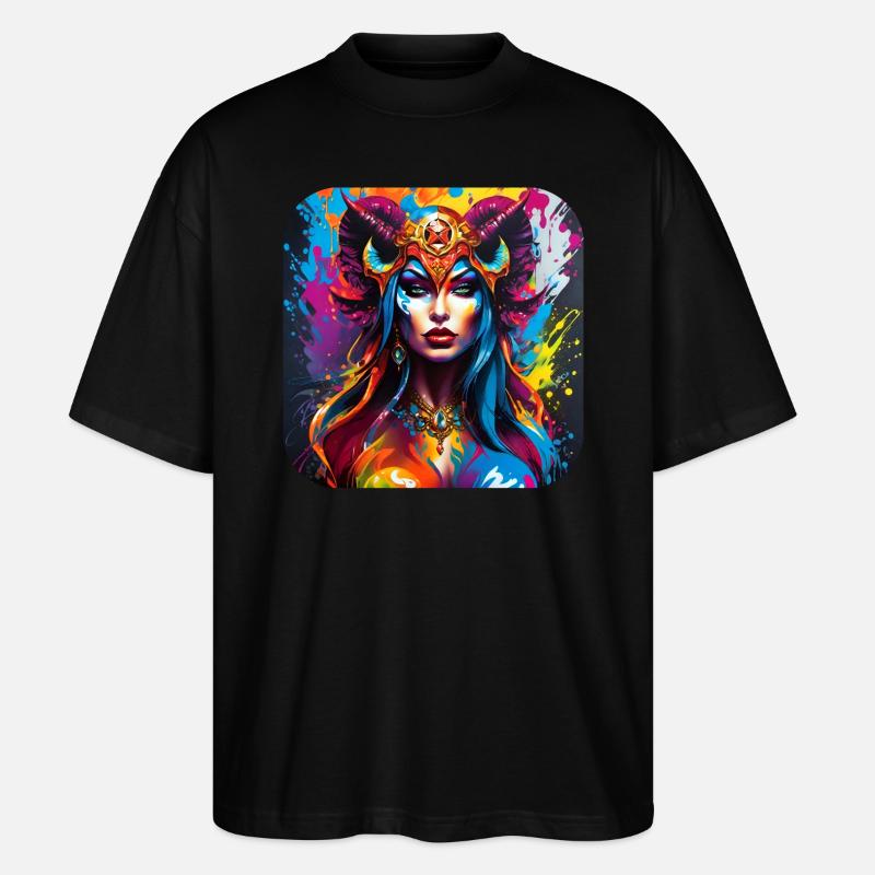 Dämonin im Graffiti Style - Stanley/Stella Oversized Unisex Bio T-Shirt Blaster 2.0 - Schwarz