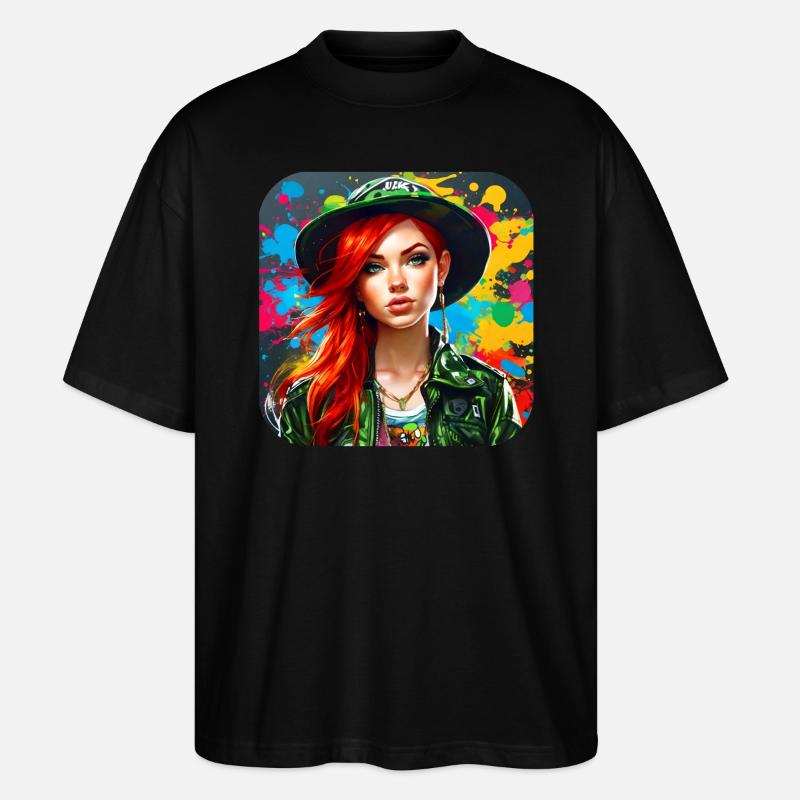 Cooles irisches rothaariges Mädchen - Stanley/Stella Oversized Unisex Bio T-Shirt Blaster 2.0 - Schwarz
