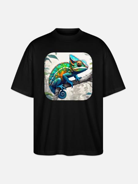Cool Camouflage Chameleon - Stanley/Stella Oversized Unisex Organic T-shirt Blaster 2.0 - black