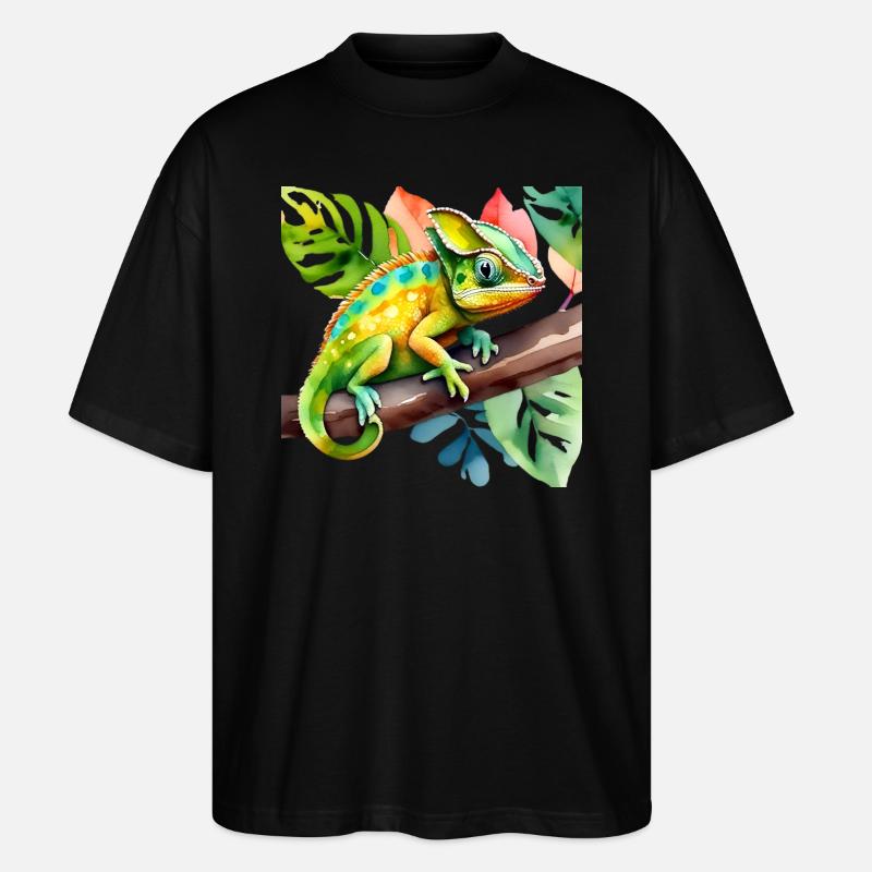 Mignon petit caméléon - T-shirt bio Blaster 2.0 coupe oversize Stanley/Stella Unisexe - noir