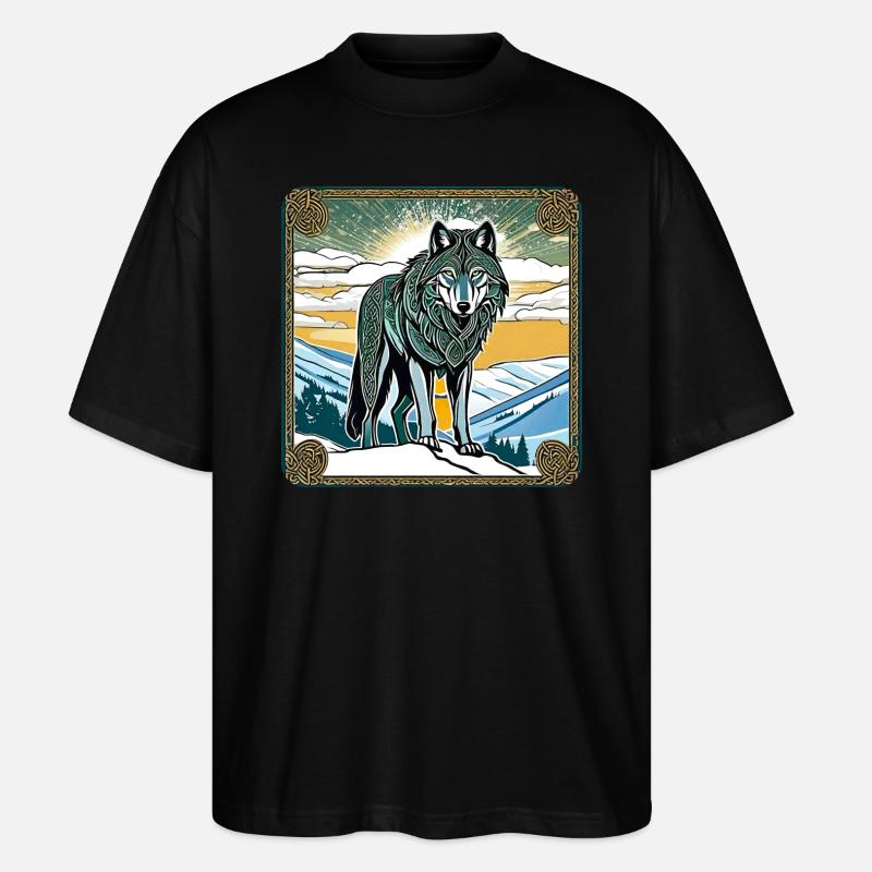 Cooler Wolf im keltischen Style - Stanley/Stella Oversized Unisex Bio T-Shirt Blaster 2.0 - Schwarz