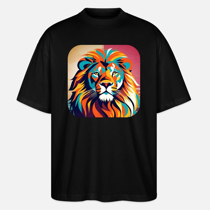 Stolzer Löwe im Retro Style - Stanley/Stella Oversized Unisex Bio T-Shirt Blaster 2.0 - Schwarz