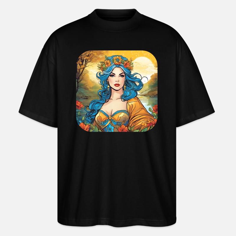 Hübsche Hexe mit Blumenkranz - Stanley/Stella Oversized Unisex Bio T-Shirt Blaster 2.0 - Schwarz