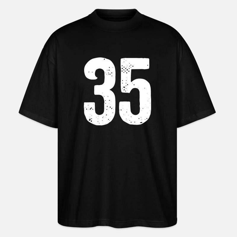 35 numéros blancs - T-shirt bio Blaster 2.0 coupe oversize Stanley/Stella Unisexe - noir