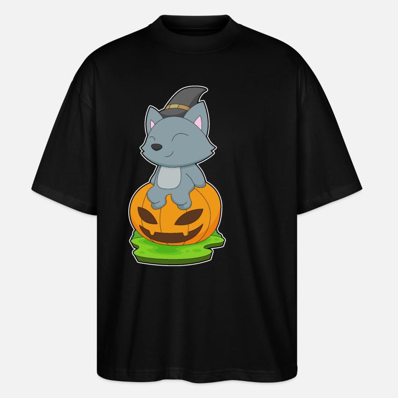 Katze Halloween Hexe - Stanley/Stella Oversized Unisex Bio T-Shirt Blaster 2.0 - Schwarz