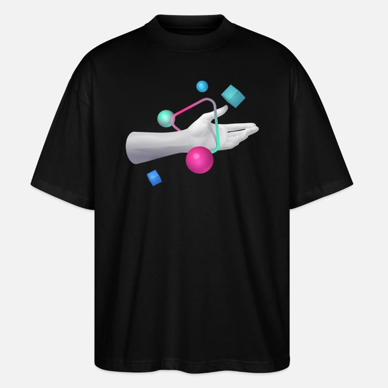 Graphique 3D à la main - T-shirt bio Blaster 2.0 coupe oversize Stanley/Stella Unisexe - noir
