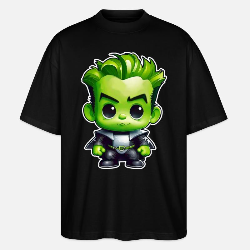 Monstre vert mignon - T-shirt bio Blaster 2.0 coupe oversize Stanley/Stella Unisexe - noir