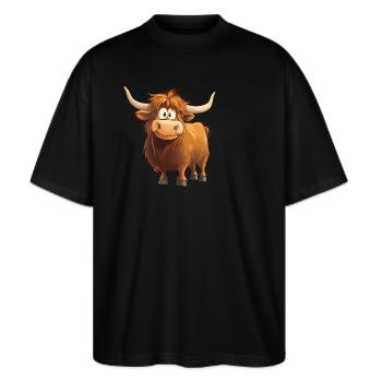 Bovins Highland - T-shirt bio Blaster 2.0 coupe oversize Stanley/Stella Unisexe - noir - Devant - Alina (178cm) & Michal (187cm)
