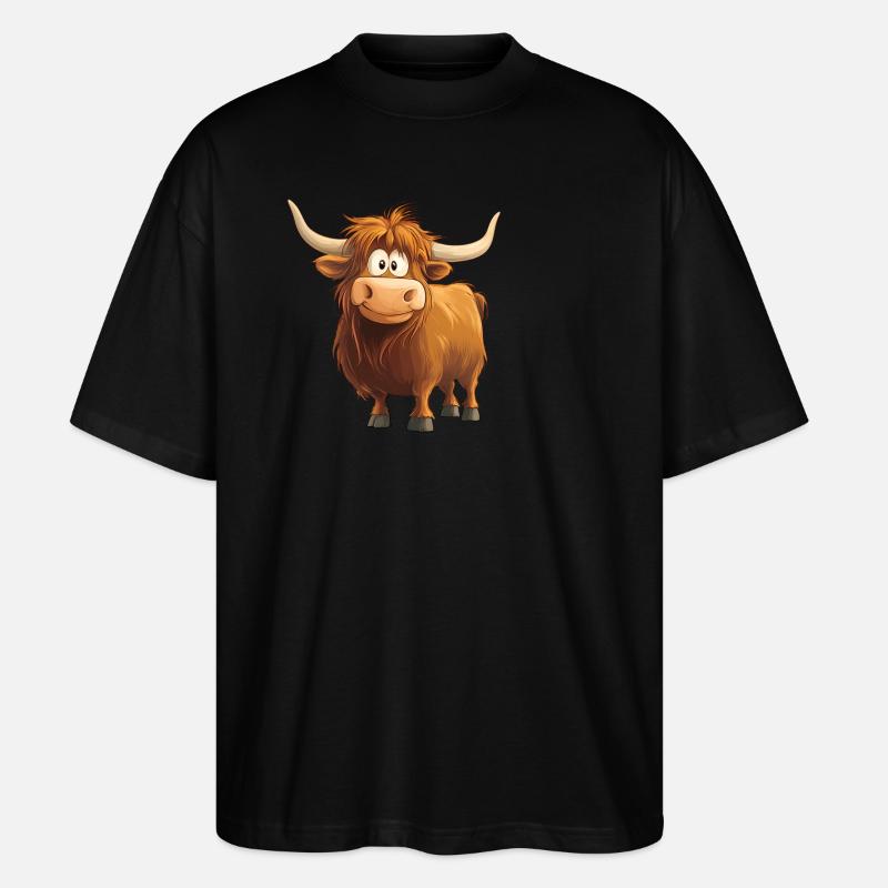 Hochlandrind - Stanley/Stella Oversized Unisex Bio T-Shirt Blaster 2.0 - Schwarz