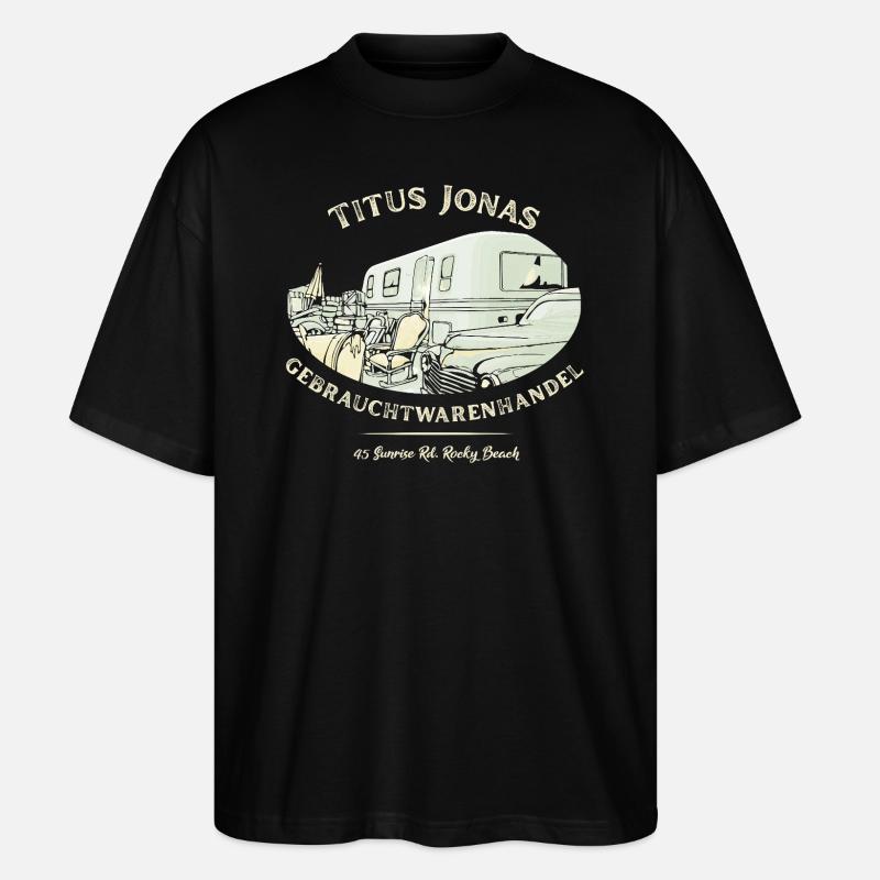 Die Drei ??? Gebrauchtwarenhandel Design - Stanley/Stella Oversized Unisex Bio T-Shirt Blaster 2.0 - Schwarz