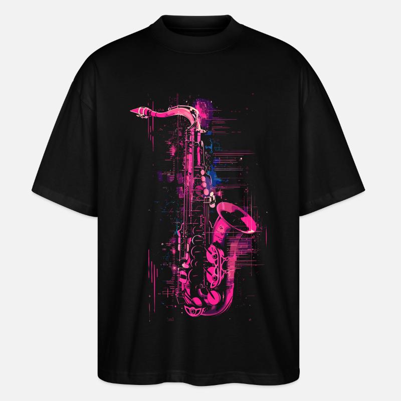 Graphisme pour saxophone - T-shirt bio Blaster 2.0 coupe oversize Stanley/Stella Unisexe - noir