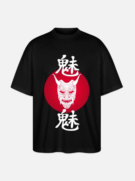 White Demon and Red Sun - Stanley/Stella Oversized Unisex Organic T-shirt Blaster 2.0 - black