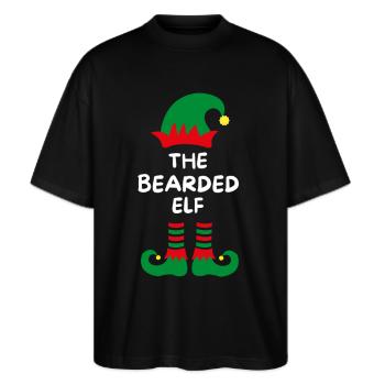 Den skæggede alf. Sjovt ordsprog til jul - Stanley/Stella Oversize Unisex Øko T-shirt Blaster 2.0 - sort - Foran - Alina (178cm) & Michal (187cm)