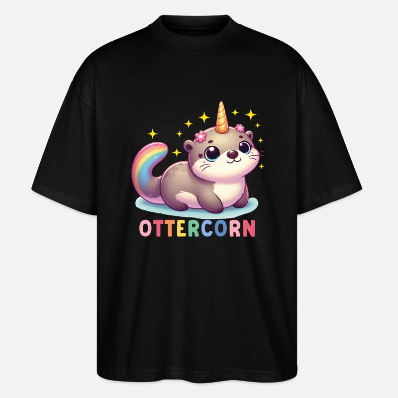 Otter Einhorn - Stanley/Stella Oversized Unisex Bio T-Shirt Blaster 2.0 - Schwarz