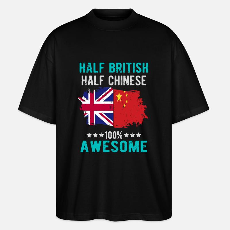 Halb Brite Halb Chinese - Stanley/Stella Oversized Unisex Bio T-Shirt Blaster 2.0 - Schwarz