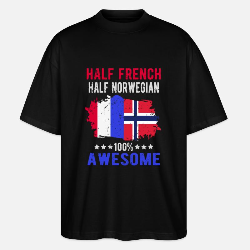 Halb Franzose Halb Norweger - Stanley/Stella Oversized Unisex Bio T-Shirt Blaster 2.0 - Schwarz