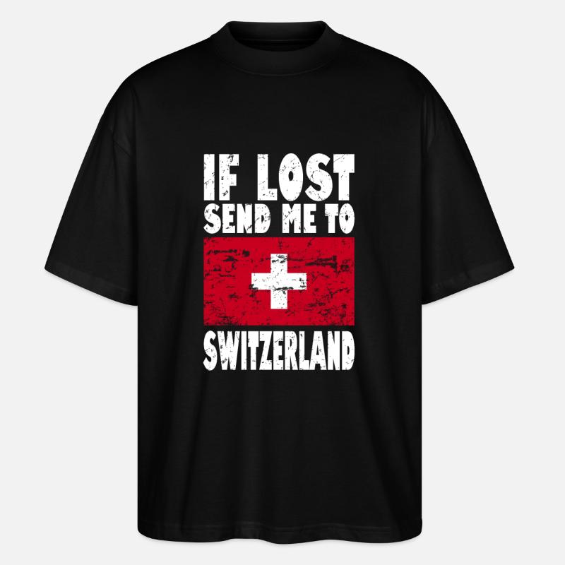 Slogan du drapeau suisse - T-shirt bio Blaster 2.0 coupe oversize Stanley/Stella Unisexe - noir