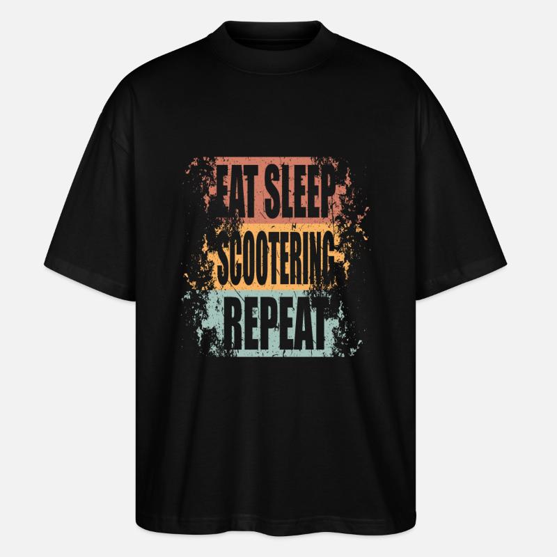 ScooterIng Manger Dormir Répéter - T-shirt bio Blaster 2.0 coupe oversize Stanley/Stella Unisexe - noir