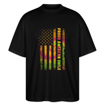 Amérique Oncle - T-shirt bio Blaster 2.0 coupe oversize Stanley/Stella Unisexe - noir - Devant - Alina (178cm) & Michal (187cm)