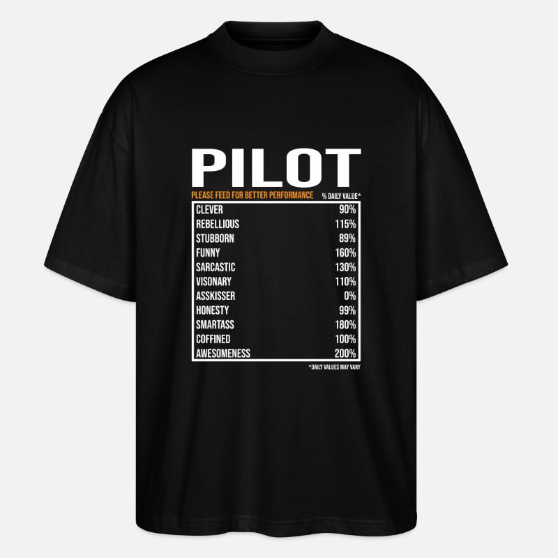 Pilot Daily Values Funny Pilot - Stanley/Stella Oversized Unisex Organic T-shirt Blaster 2.0 - black
