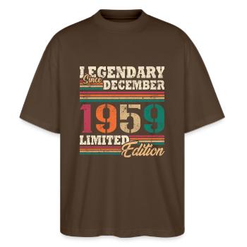 Legendary December 1959 limited edition - Stanley/Stella Oversized Unisex Organic T-shirt Blaster 2.0 - mocha - Front - Alina (178cm) & Michal (187cm)