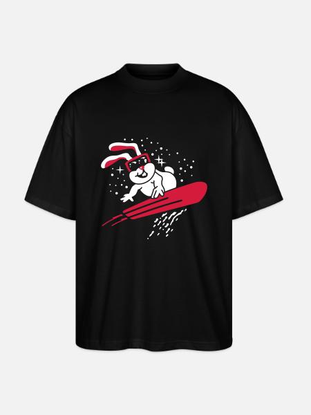 Śnieg Bunny - Narty - Snowboard - Sporty zimowe 2C - Ekologiczne Koszulka Oversize Unisex Stanley/Stella Blaster 2.0 - czarny
