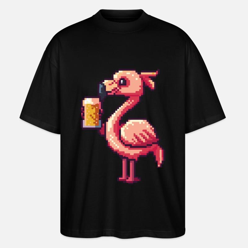 Flamingo Pixel Bier - Stanley/Stella Oversized Unisex Bio T-Shirt Blaster 2.0 - Schwarz